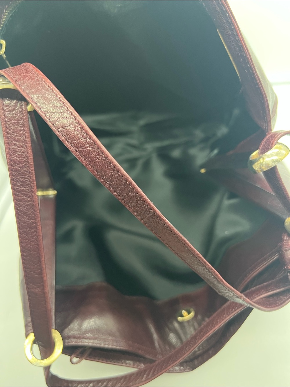 BOTTEGA VENETA VINTAGE Oxblood Red Smooth Leather Double Strap Shoulder Bag Hobo - Picture 15 of 17